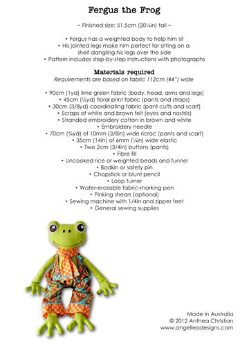 Fergus the Frog - Physical Pattern